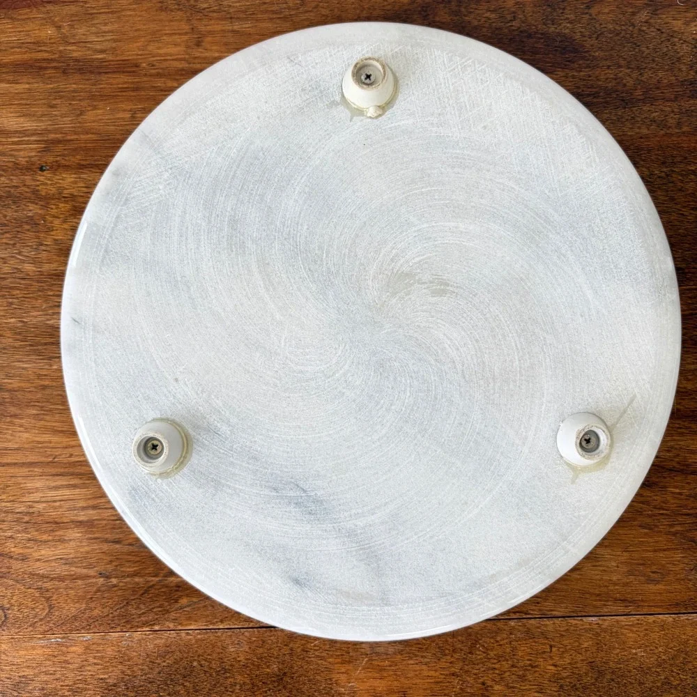 White Marble Cheese Board with Glass Cloche Dome Serving Set 8.5 Inch